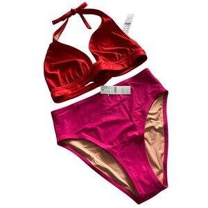 J.Crew Swim Bikini Set DD Halter bikini top tie back Hallie bikini bottom S